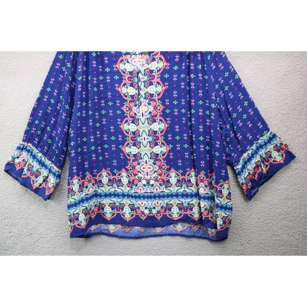 Adrienne Vittadini 3/4 Bell Sleeve Tunic-Size 3X-BOHO-Whimsigoth - Picture 3 of 12